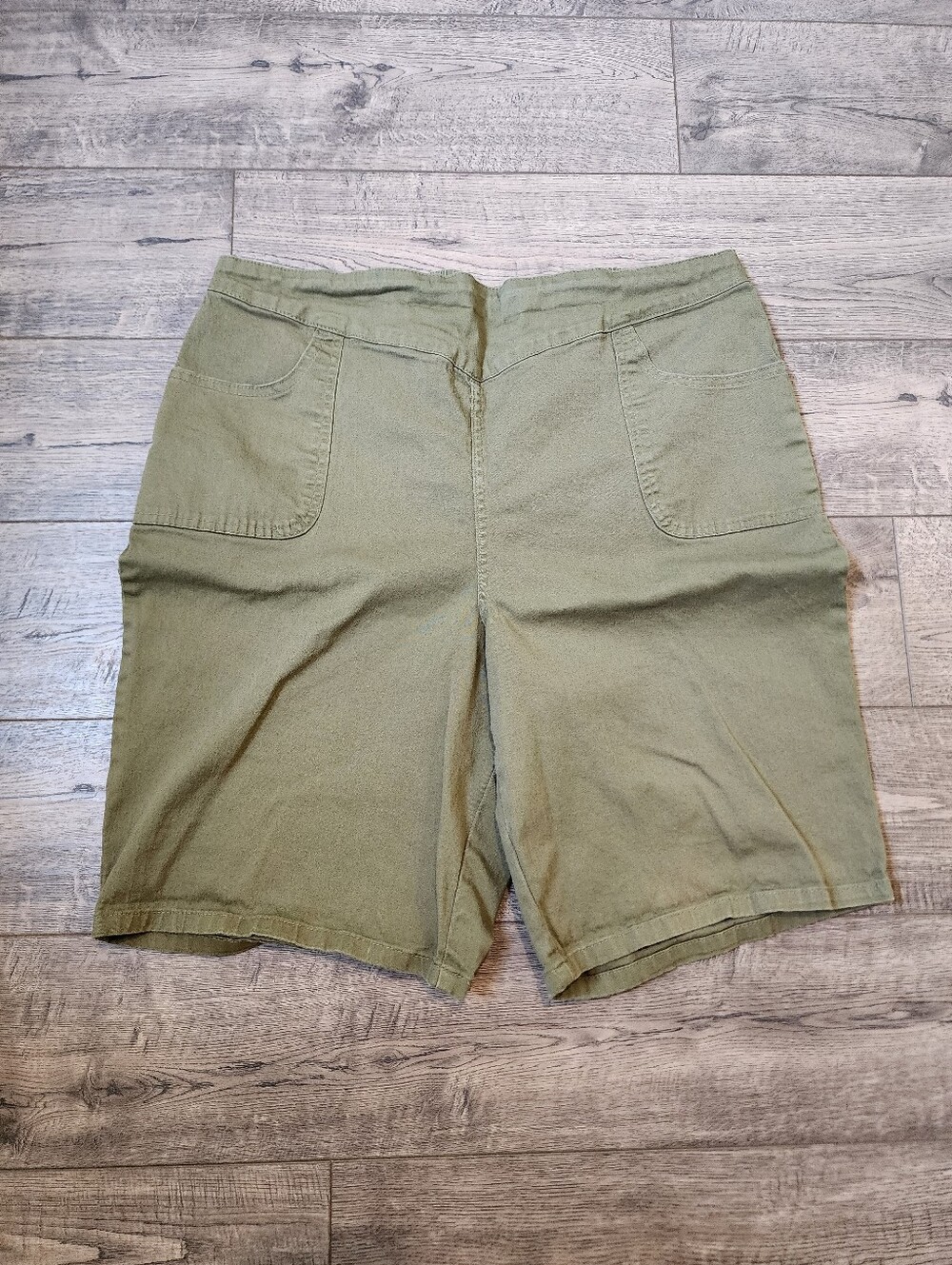 D & CO Denim Company Womens Shorts Size XL Elastic Waist Green
